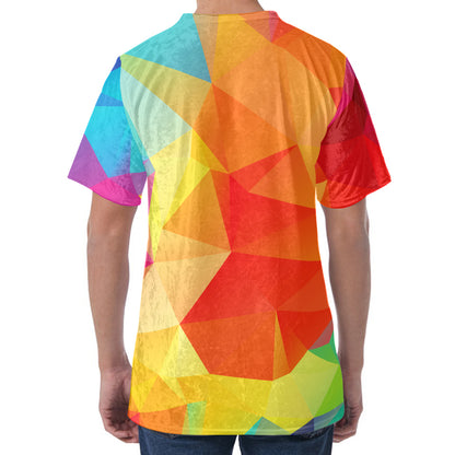 Abstract Polygonal Geometric Print Men's Velvet T-Shirt