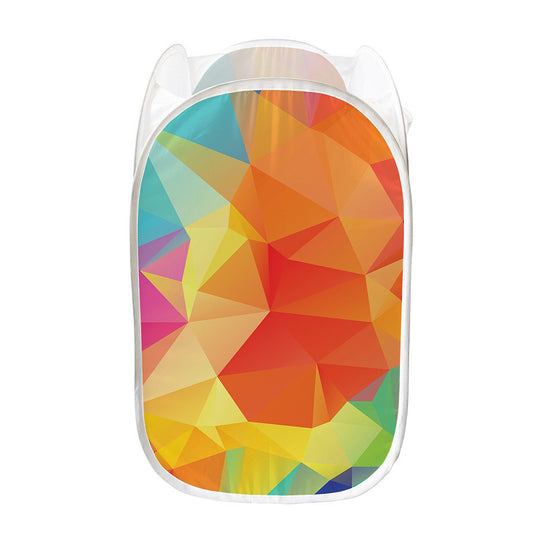 Abstract Polygonal Geometric Print Mesh Laundry Hamper
