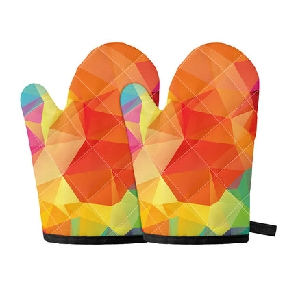 Abstract Polygonal Geometric Print Oven Mitts