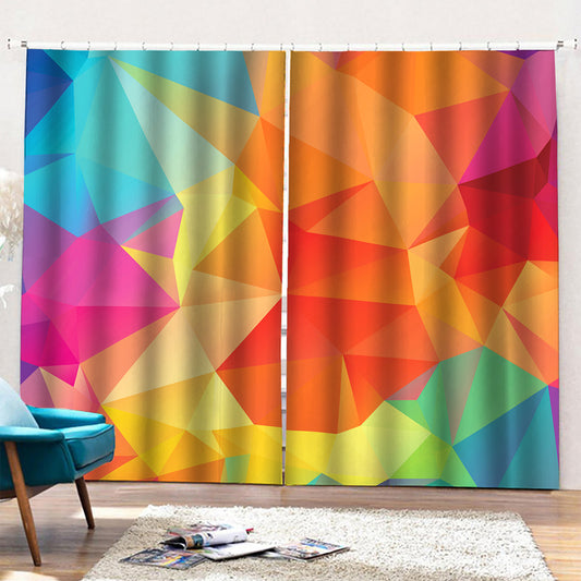 Abstract Polygonal Geometric Print Pencil Pleat Curtains