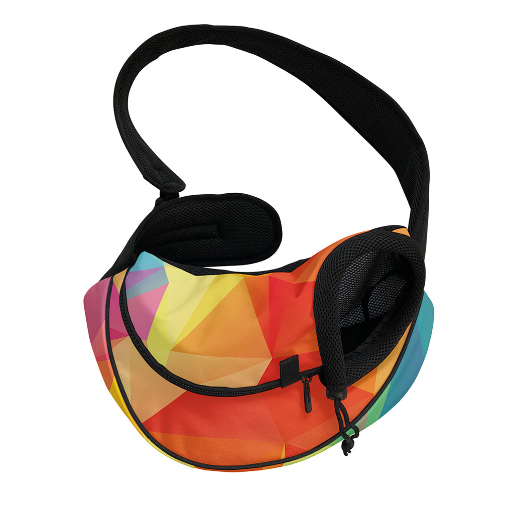 Abstract Polygonal Geometric Print Pet Sling Carrier