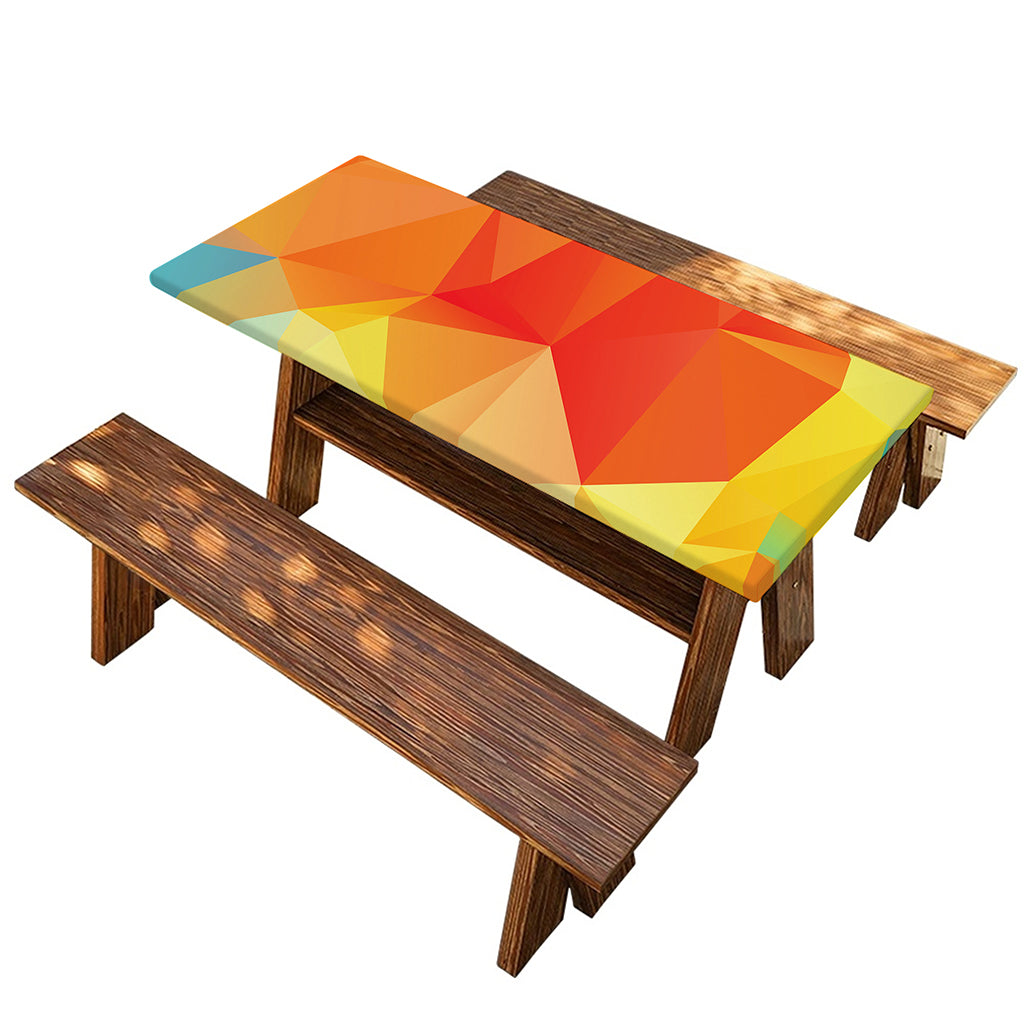 Abstract Polygonal Geometric Print Picnic Table Cover