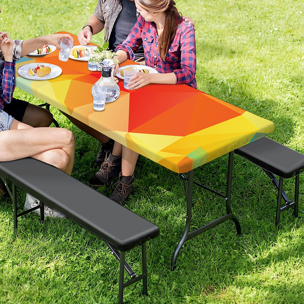 Abstract Polygonal Geometric Print Picnic Table Cover