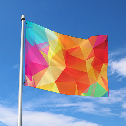 Abstract Polygonal Geometric Print Polyester Flag