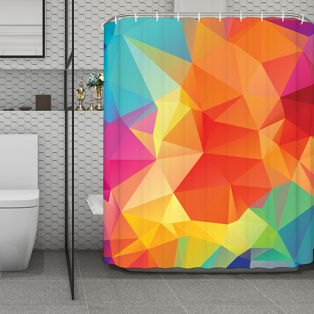 Abstract Polygonal Geometric Print Polyester Shower Curtain