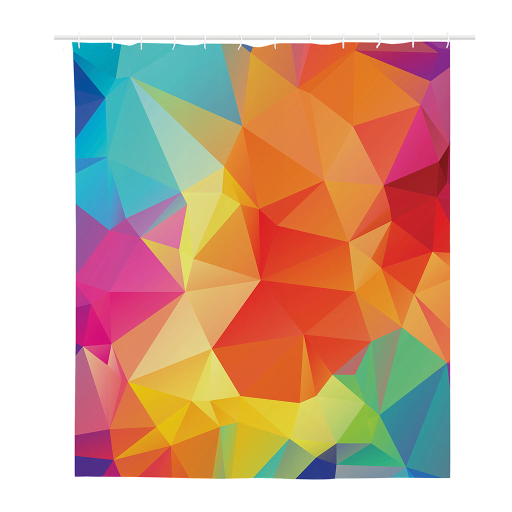Abstract Polygonal Geometric Print Polyester Shower Curtain