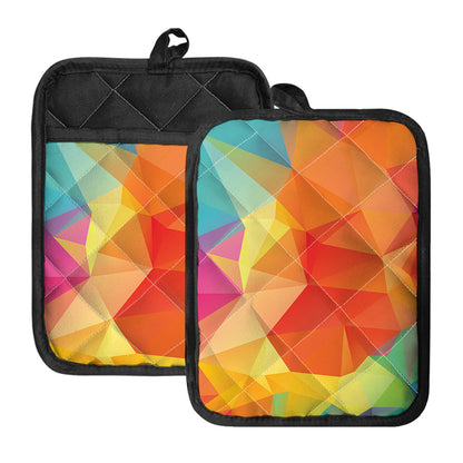 Abstract Polygonal Geometric Print Pot Holders With Pocket