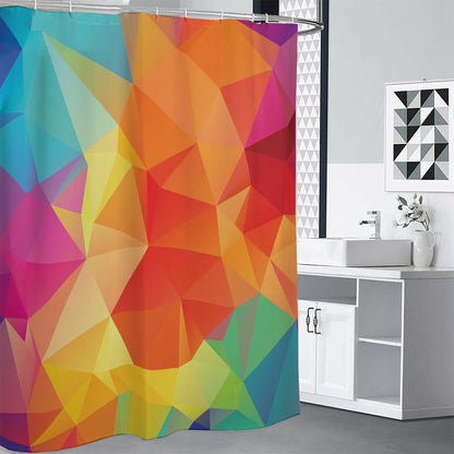 Abstract Polygonal Geometric Print Premium Shower Curtain