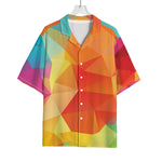 Abstract Polygonal Geometric Print Rayon Hawaiian Shirt