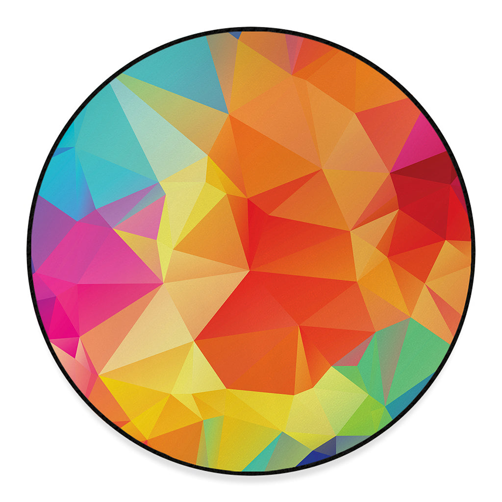 Abstract Polygonal Geometric Print Round Floor Mat