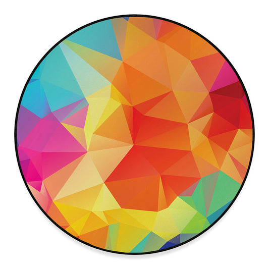 Abstract Polygonal Geometric Print Round Floor Mat