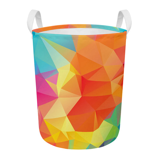 Abstract Polygonal Geometric Print Round Laundry Basket