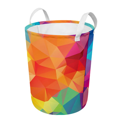 Abstract Polygonal Geometric Print Round Laundry Basket
