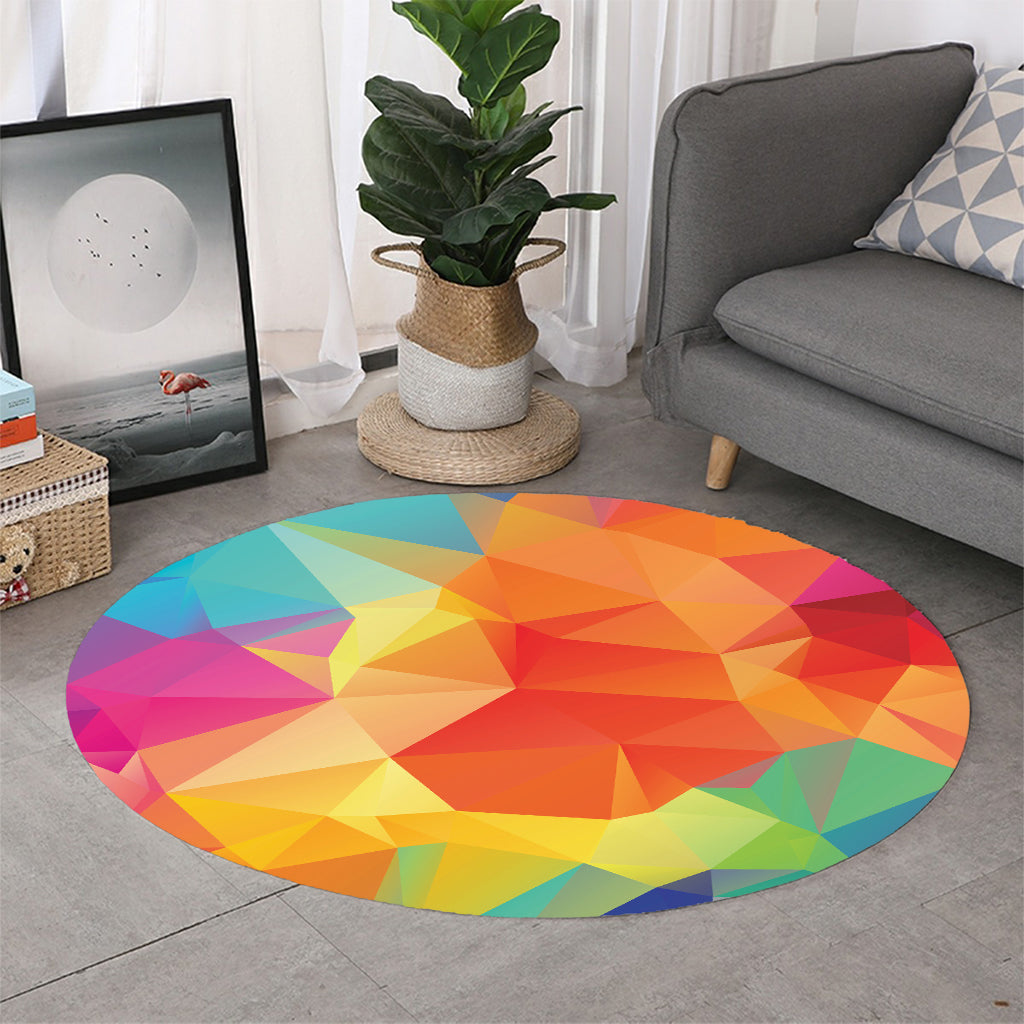 Abstract Polygonal Geometric Print Round Rug