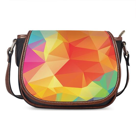 Abstract Polygonal Geometric Print Saddle Bag