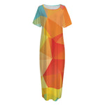 Abstract Polygonal Geometric Print Short Sleeve Long Nightdress
