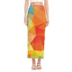 Abstract Polygonal Geometric Print Side Slit Maxi Skirt