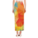 Abstract Polygonal Geometric Print Side Slit Maxi Skirt