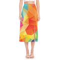 Abstract Polygonal Geometric Print Side Slit Midi Skirt
