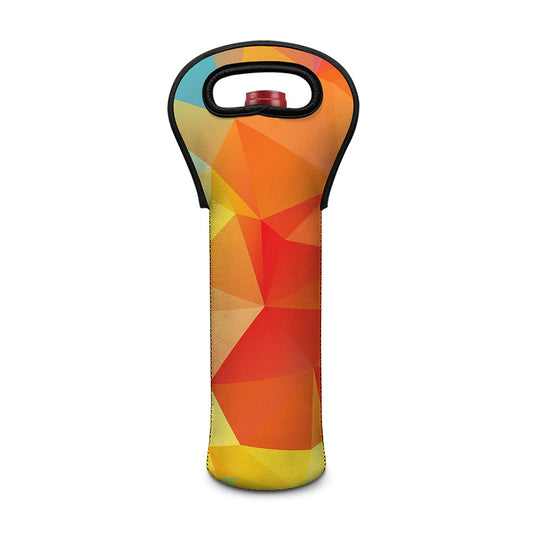 Abstract Polygonal Geometric Print Single Neoprene Wine Tote