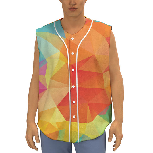 Abstract Polygonal Geometric Print Sleeveless Baseball Jersey