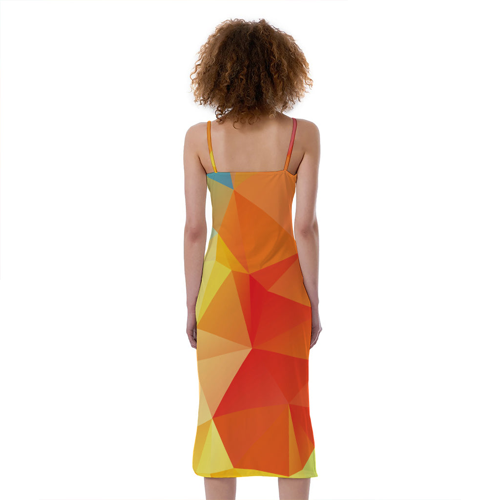 Abstract Polygonal Geometric Print Slim Fit Midi Cami Dress