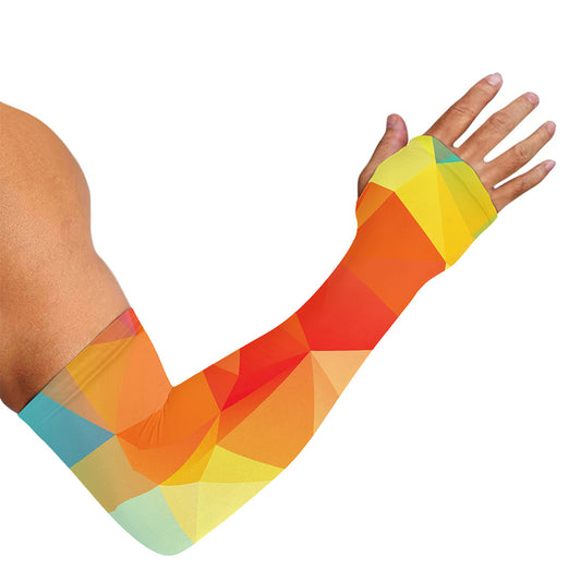 Abstract Polygonal Geometric Print Sun Protection Arm Sleeves
