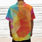 Abstract Polygonal Geometric Print Textured Short Sleeve Shirt