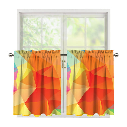 Abstract Polygonal Geometric Print Tier Curtains