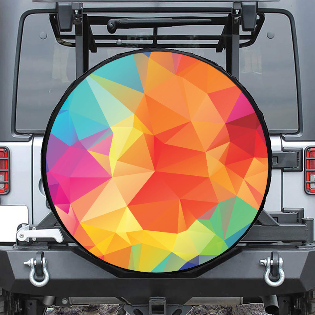 Abstract Polygonal Geometric Print Tire Cover