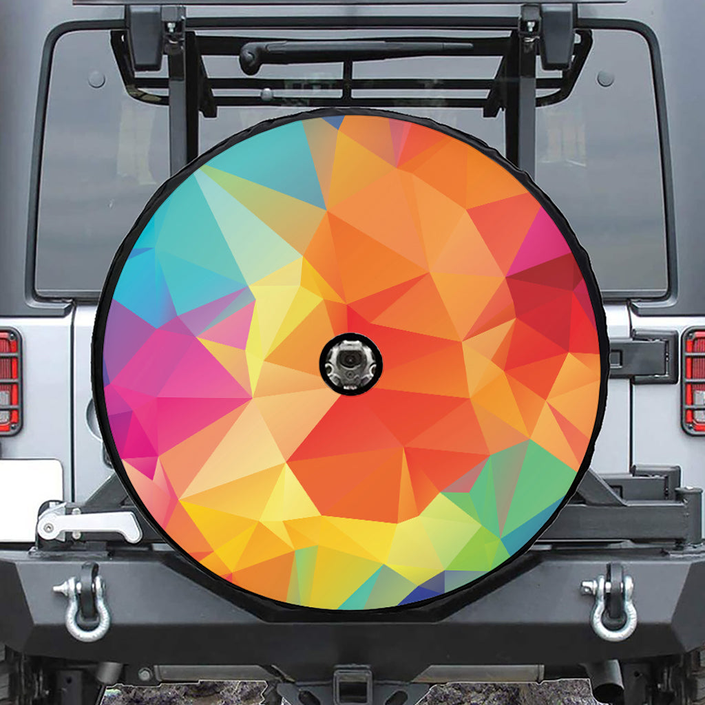 Abstract Polygonal Geometric Print Tire Cover With Camera Hole