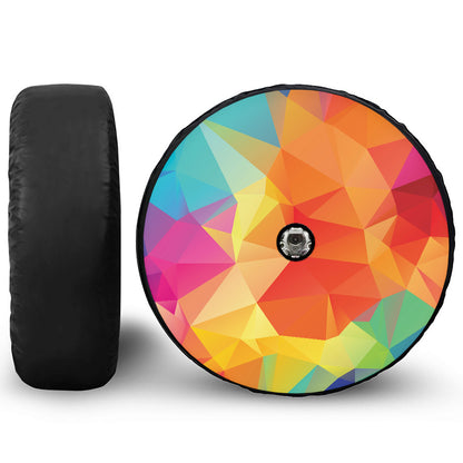 Abstract Polygonal Geometric Print Tire Cover With Camera Hole