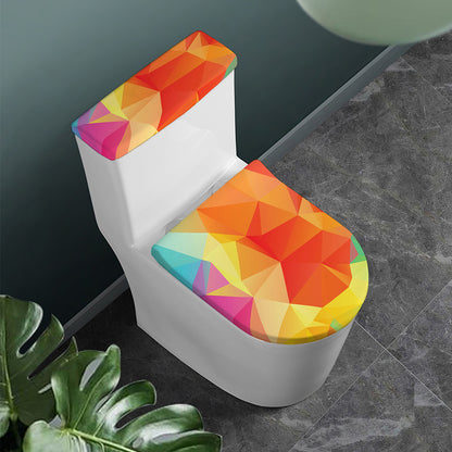 Abstract Polygonal Geometric Print Toilet Lid And Tank Cover Set