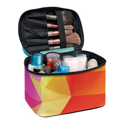 Abstract Polygonal Geometric Print Travel Makeup Bag