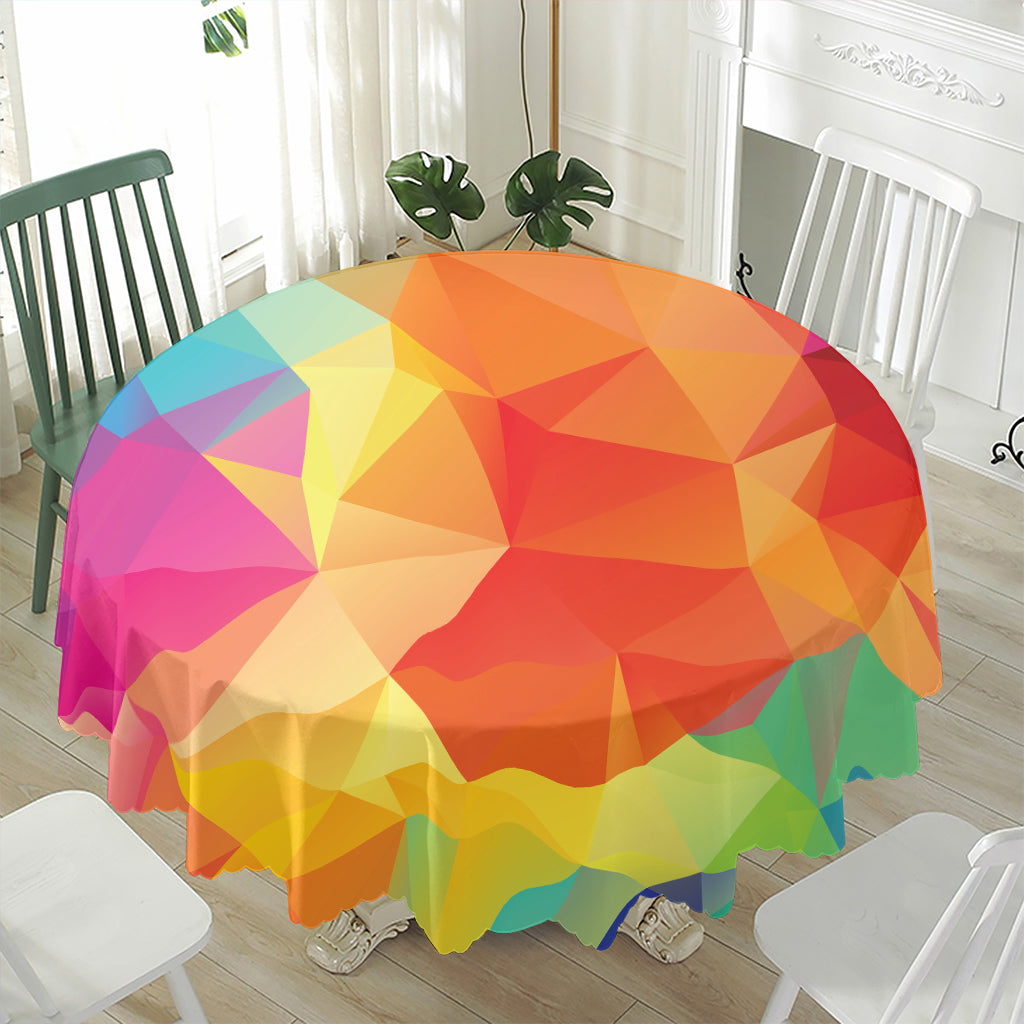 Abstract Polygonal Geometric Print Waterproof Round Tablecloth
