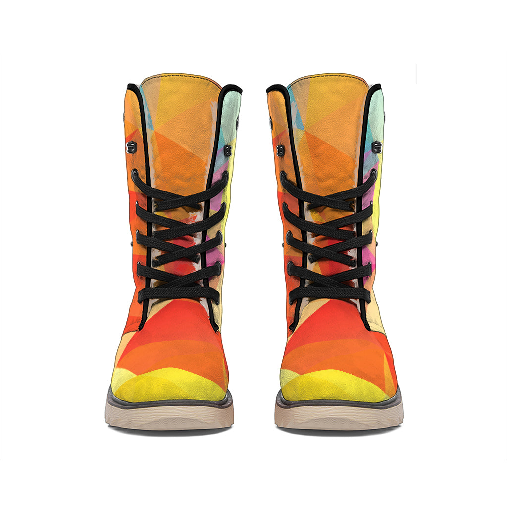 Abstract Polygonal Geometric Print Winter Boots