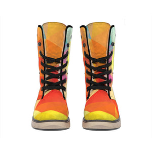 Abstract Polygonal Geometric Print Winter Boots