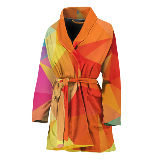 Abstract Polygonal Geometric Print Women's Bathrobe