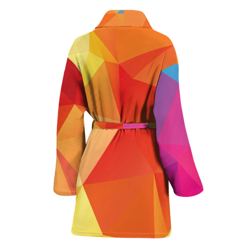 Abstract Polygonal Geometric Print Women's Bathrobe