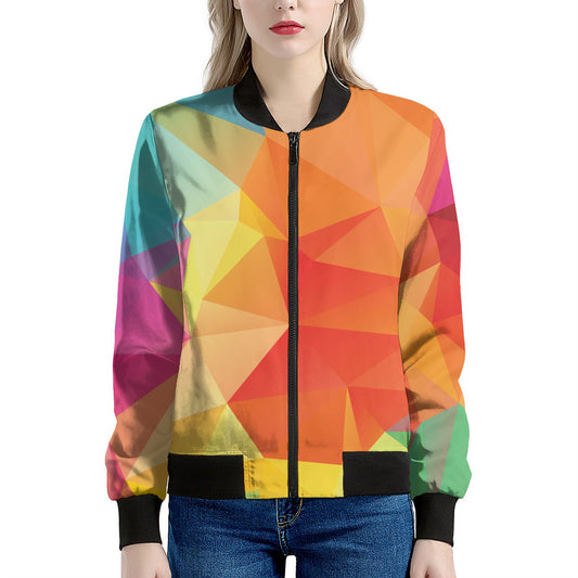 Abstract Polygonal Geometric Print Women's Bomber Jacket