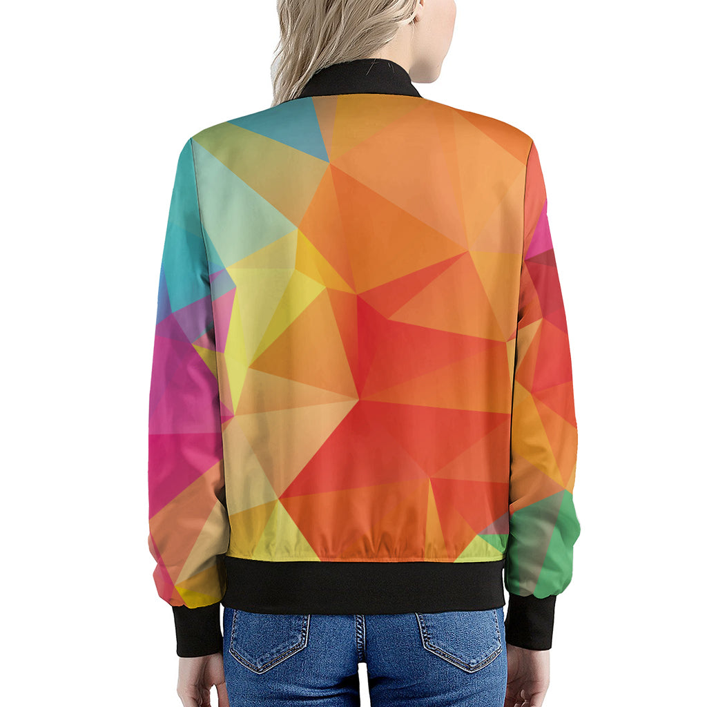 Abstract Polygonal Geometric Print Women's Bomber Jacket
