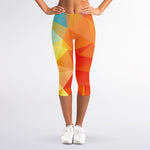 Abstract Polygonal Geometric Print Women's Capri Leggings