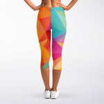 Abstract Polygonal Geometric Print Women's Capri Leggings