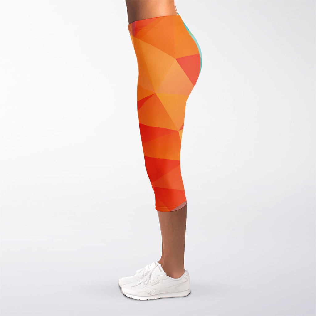 Abstract Polygonal Geometric Print Women's Capri Leggings