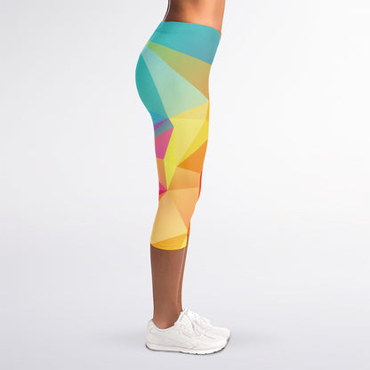 Abstract Polygonal Geometric Print Women's Capri Leggings