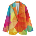 Abstract Polygonal Geometric Print Women's Cotton Blazer
