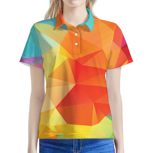 Abstract Polygonal Geometric Print Women's Polo Shirt