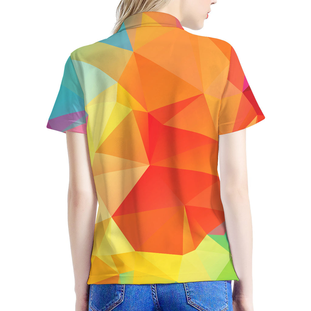 Abstract Polygonal Geometric Print Women's Polo Shirt