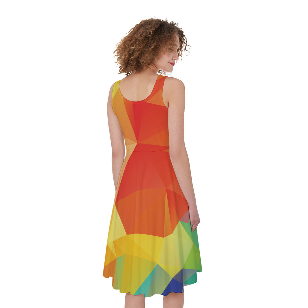Abstract Polygonal Geometric Print Women's Sleeveless Dress