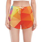 Abstract Polygonal Geometric Print Women's Split Running Shorts